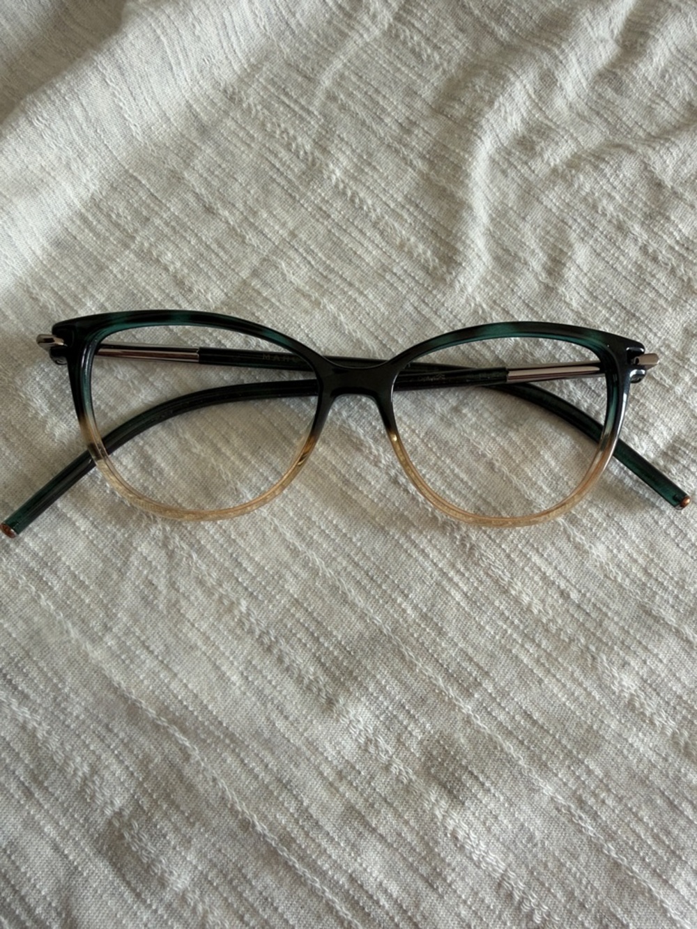 Marc Jacobs Two-Tone Cat-Eye Glasses in Green and Amber
